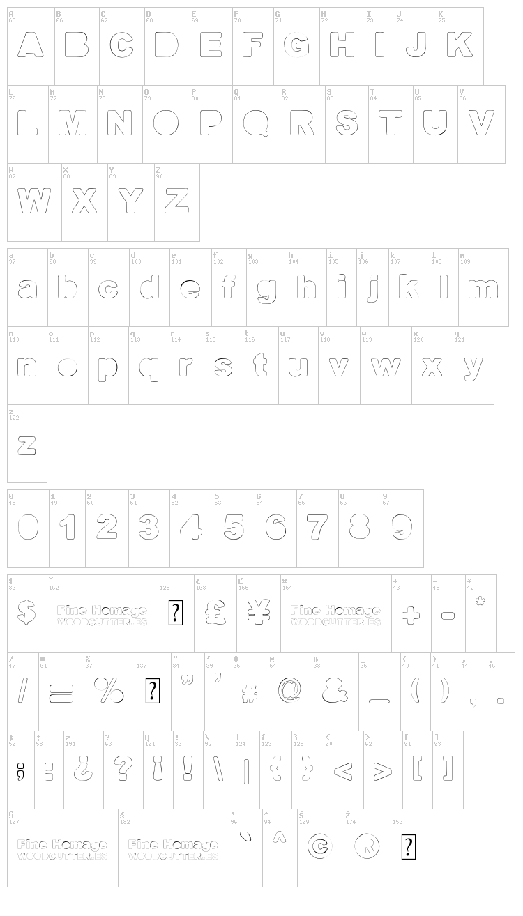 Fine Homage font map